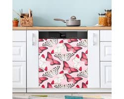 Vaatwasser Magneet Cover - Keuken Decor - Keuken Opfrissen - Eenvoudig Verwisselbaar - 53 x 66 Inch - Rode Vlinders