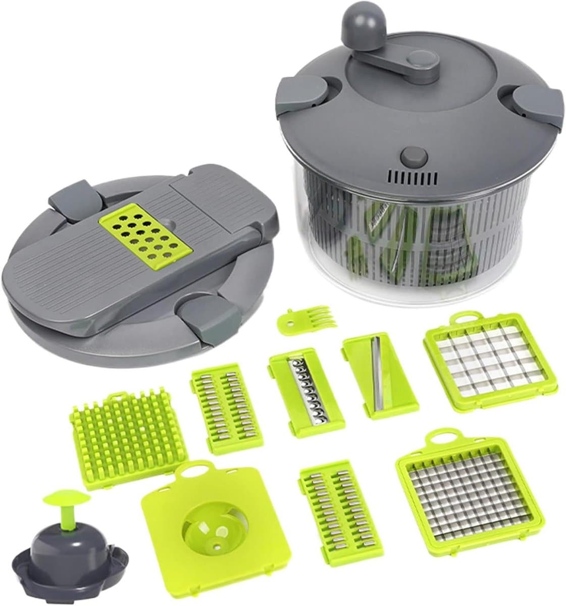 Groentesnijder - Keukenmachine Hakmolen - Maaltijden Bereiden - 13 Verwisselbare Koppen - 23.5 x 23.5 x 15.5 cm - Wit — afbeelding 1