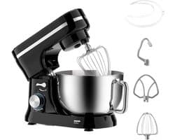 Keukenmixer - Deegmixer Cake mixer - Bakken en mengen - Kantelkop ontwerp - 4 liter kom - Zwart
