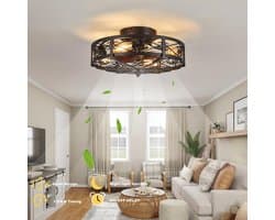 Plafondventilator met Licht - Ventilator zonder vleugels - Luchtcirculatie en verlichting - Stille kooiconstructie - 508 cm - Zwart