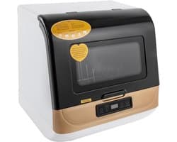 Mini Vaatwasser - Compacte Vaatwasser - Kleine Keuken - 3 Wasprogramma's - 45x40x45 cm - Goud Wit