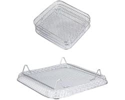 3 stuks Air Fryer-rek, stapelbaar roestvrij staal, grillrooster, luchtfriteuse-frame, vierkant, accessoires voor luchtfriteuse, potten, snelkookpannen, Foodi, 8 l