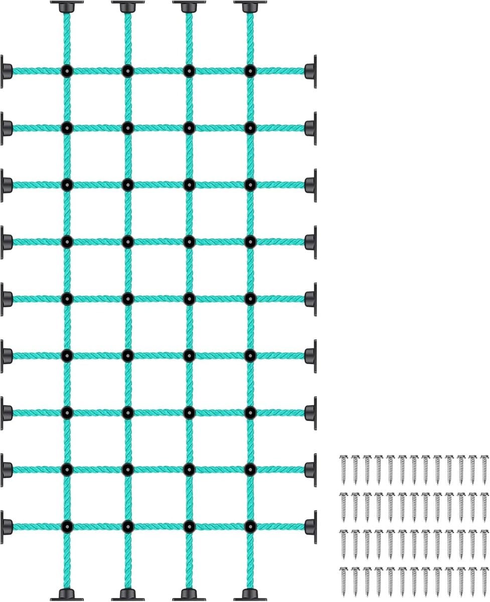 Klimnet voor kinderen met installatiebasis voor houten frames van 91,4 x 182,9 cm, 1000 lbs capaciteit, ladder, klimnet, ladder voor speelplaatsen, boomhutten, schommelsets en obstakelbanen — afbeelding 1