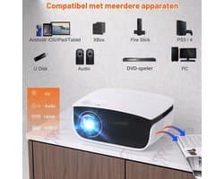 Beamer Mini - 7500 Lumen Helderheid - 1920 x 1080 Full HD Resolutie - LCD Scherm - Draagbaar Voor Indoor En Outdoor - Projector