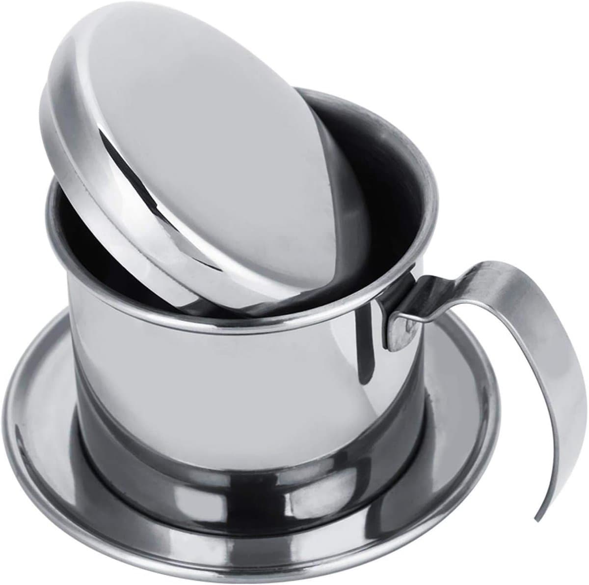 Vietnamese Koffie Maker - Herbruikbaar - Rvs Koffiefilter - Slow Coffee Maker - Cafetière Drip Gieter - Dripper Koffiemaker - Ideaal Voor Op Reis En Op De Camping - 10.1×7.5×8.1cm - Zilver — afbeelding 1