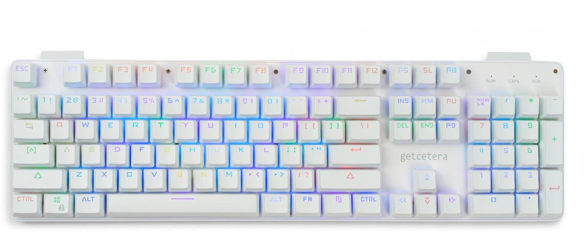 getcetera Gaming Keyboard 104 Keys – Blue Switches – RGB – Wit – Bedraad – USB-A – Numeriek Keypad – Anti-Ghosting — afbeelding 1