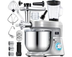 KESSER® 3 in 1 Keukenmachine Foodprocessor - Keukenmixer - Keukenrobotor K-KM 3000 met Kneder Multifunctionele Mixer 5,5 L Kom met 3 Menggereedschappen 1,5 L Sapcentrifuge Worstset Pasta & Koekjesvormen - Zilver