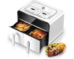 Equivera Dubbele Airfryer - Dubbele Mand - Dual Cook - Heteluchtfriteuse - Verschillende Programma's - Dual Zone - Mega