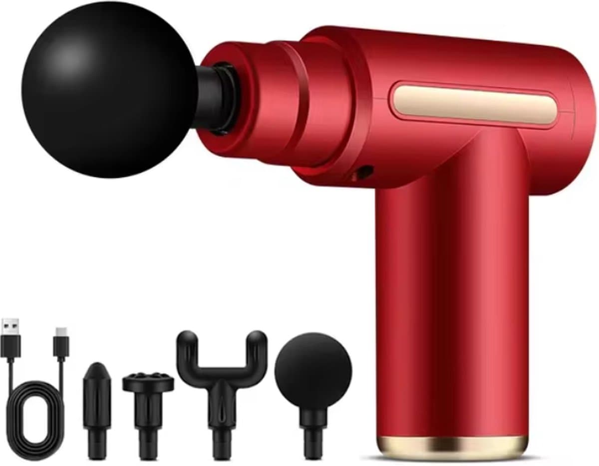 Rode massage gun - Massage apparaat - inc. 4 massage opzetten - draadloos - 3200 tpm - Diepe spierontspanning — afbeelding 1