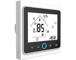 Slimme Thermostaat - Kamerthermostaat Verwarming Koeling - Comfort Thuis Creëren - 05 Graden Nauwkeurigheid - 86x86mm - Zwart Wit