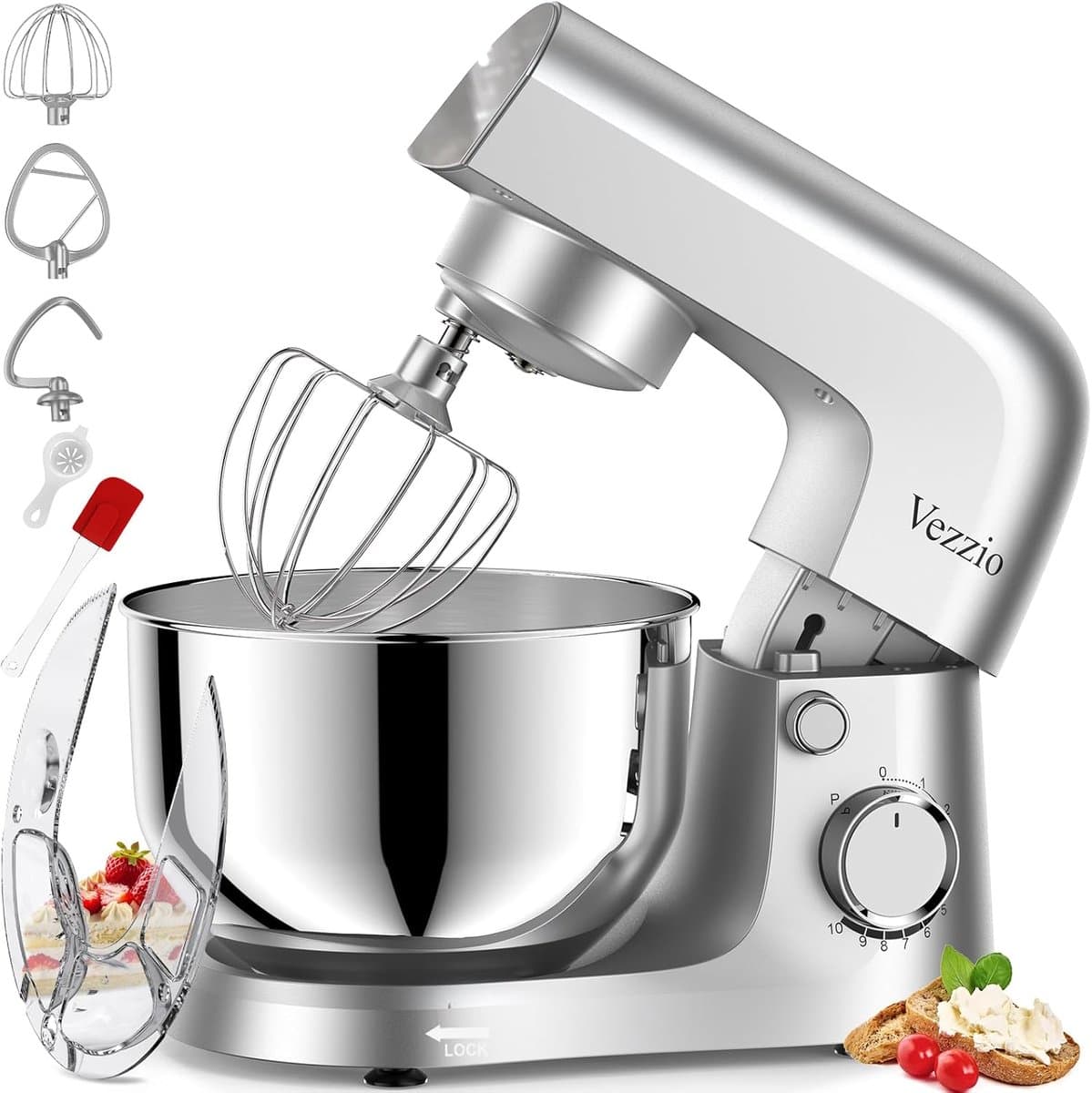 SnelShoppen - Blender 4.5L 1500W - Keukenmachine met 10 snelheden - RVS, Zilver - Perfect voor Bakken, Koken en Mixen voor het Gezin — afbeelding 1