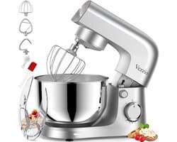 SnelShoppen - Blender 4.5L 1500W - Keukenmachine met 10 snelheden - RVS, Zilver - Perfect voor Bakken, Koken en Mixen voor het Gezin
