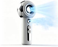 LISM-Draagbare WK-vernevelingsventilator, stille handventilator in de vorm van een voetbal met vernevelingsfunctie, oplaadbare vernevelingsventilator met led-display, Geschikt voor thuis, op kantoor, op reis, kamperen en wandelen.