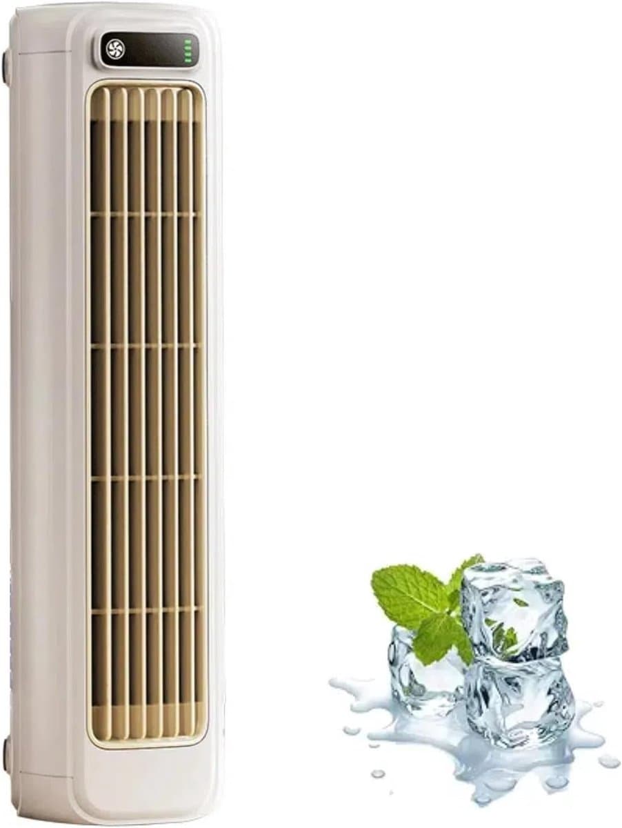 Draagbare airconditioner, stille draagbare airconditioner met 3 snelheden, ventilator zonder bladen (beige), oplaadbaar, inclusief twee haken. — afbeelding 1
