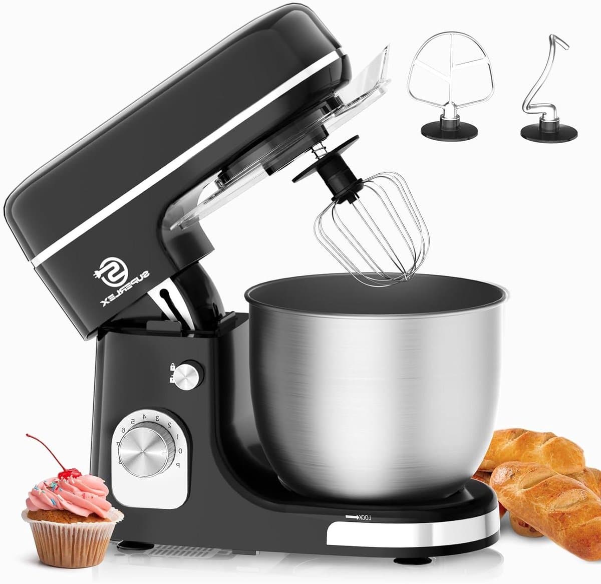 Keukenmachine - Deegmachine Mixer - Bakken en Koken - Krachtige 1300W Motor - 5 Liter Kom - Zwart — afbeelding 1