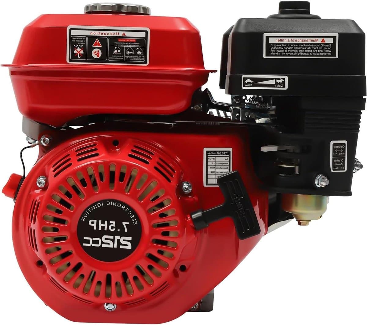 Benzinemotor 4-takt - Industriële motor Vervangingsmotor - Grasmaaier aandrijven - Met oliealarm - 75 pk - rood — afbeelding 1