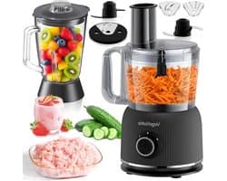Keukenmachine Blender - Keukenrobot Mixer - Eten Bereiden - Krachtige 1500W Motor - 2.5L Hakmolen - Zwart