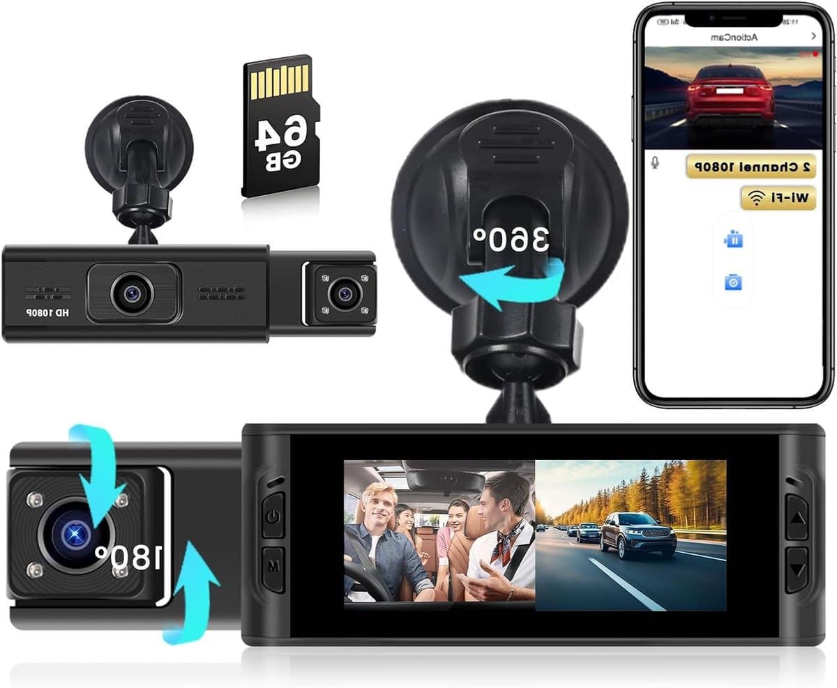 Dashcam met WiFi - Autocamera Rijcamera - Veilig Rijden - Dubbele Camera Opname - 3.16 Inch Scherm - Zwart — afbeelding 1