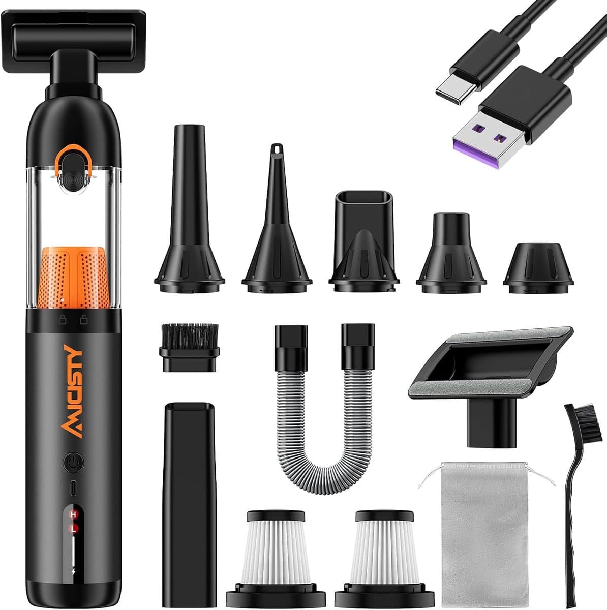 Handstofzuiger Draadloos 30.000 Pa – 4-in-1 Autostofzuiger – 7800 mAh Accu – HEPA – 50 Min Looptijd — afbeelding 1