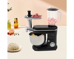 Keukenmachine Roestvrijstalen Kom - 1500 W Vermogen - 6 Liter Inhoud - Roestvrij Staal - Multifunctionele Standmixer