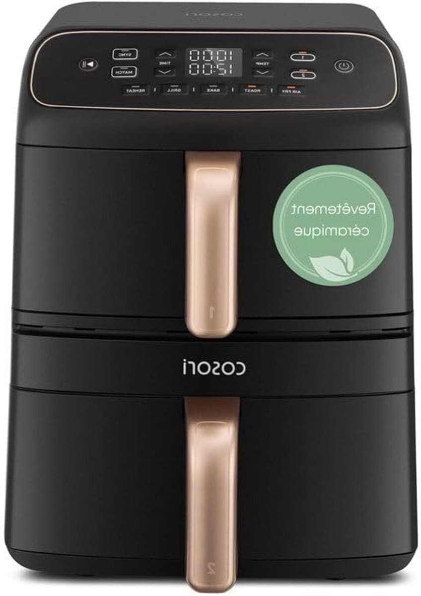 Airfryer met Twee Manden - Heteluchtfriteuse Compact - Gezond Koken - Verticale Ruimtebesparing - 86 Liter - Zwart — afbeelding 1