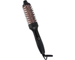 Brush Thermoborstel met infraroodtechnologie, 2-in-1 styler & föhn, 30 seconden snelle opwarming, lcd-temperatuurweergave, ionische krulborstel voor natuurlijke krullen en gladmaken # zwart