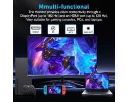 Gaming Monitor 24 Inch FHD 180 Hz - 1920 x 1080 Resolutie - VA Paneel - Ingebouwde Luidsprekers - Voor PC En Desktop