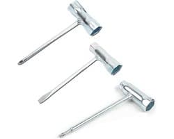 Universele Bougiesleutel Set 3-delig - 13 x 19 mm & 16 x 19 mm - T-handgreep - Ideaal voor motorzaag en grasmaaier - ShopVlot