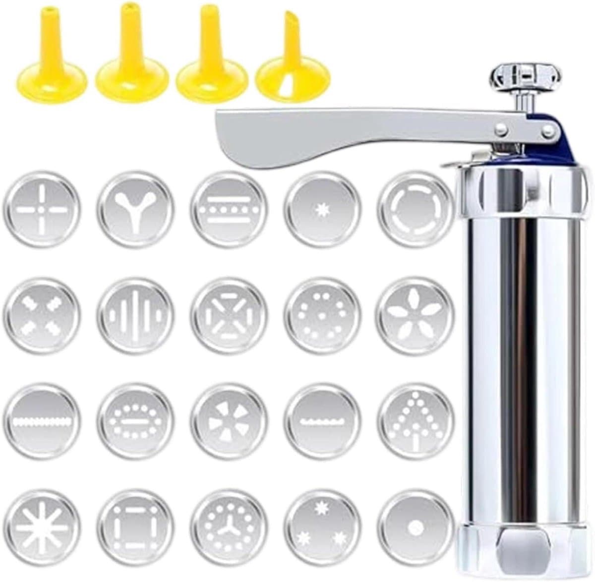 Koekjesmaker Machine - Bakgereedschap Set - Zelf Koekjes Maken - Roestvrij Staal - 20+ Vormen - Zilverkleurig — afbeelding 1