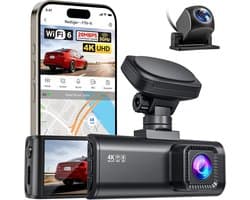 Dashcam - Zwart - 4K Dual Camera - Nachtzicht - Voor Auto's