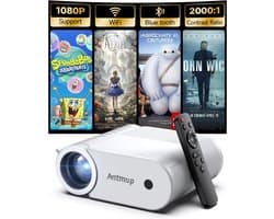 SnelShoppen - Mini-Beamer 4K Projector, Bluetooth & Wi-Fi, 1080p, Draagbare Thuisbioscoop, 400 ANSI, Ideaal voor Feest, Camping, Tuin, iPhone/Android