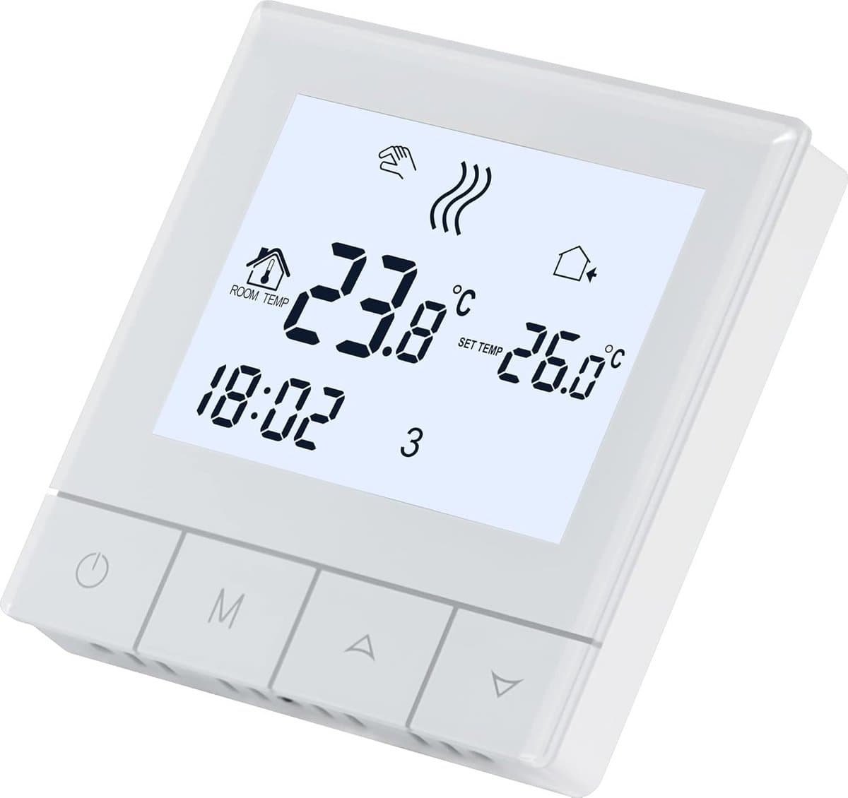 Slimme Wifi-thermostaat voor elektrische verwarming met programmeerbare LCD touchscreen en spraakbesturing - compatibel met Alexa en Google — afbeelding 1