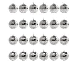 24 stuks - Discobal - Spiegelbol - discobal kinderen - Versiering - 5 cm in diameter - Zilver - Glas
