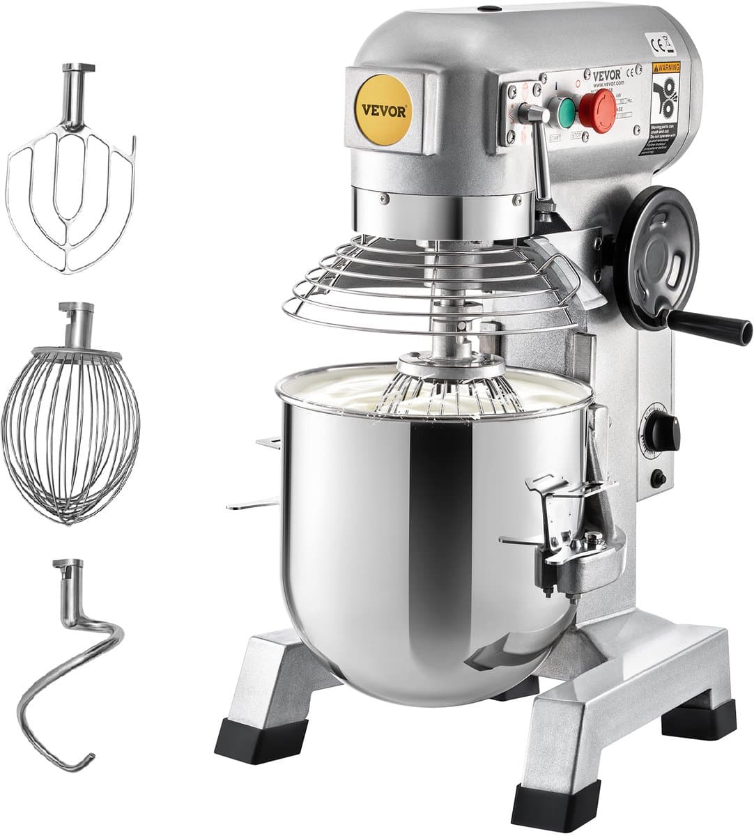 VEVOR Keukenmachine, Commerciële Kneedmachine met 15qt Rvs Kom, 850w Zware Elektrische Keukenrobot met 3 Snelheden 113/184/341rpm, Deeghaak Klopklopper Inbegrepen, Staande Mixer voor Bakkerij Pizzeria — afbeelding 1