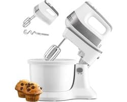 Nexvo® Mixer met Mengkom - Keukenmachine - Mixer - 6 Liter Mengkom - Wit/Grijs - 31cm x 21cm x 36cm