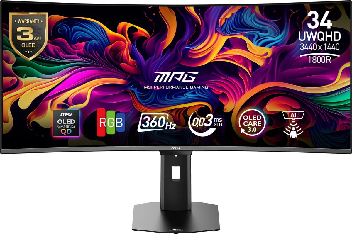 MSI MPG 341CQRDE QD-OLED X36 computer monitor 86,4 cm (34") 3440 x 1440 Pixels UltraWide Quad HD Zwart — afbeelding 1