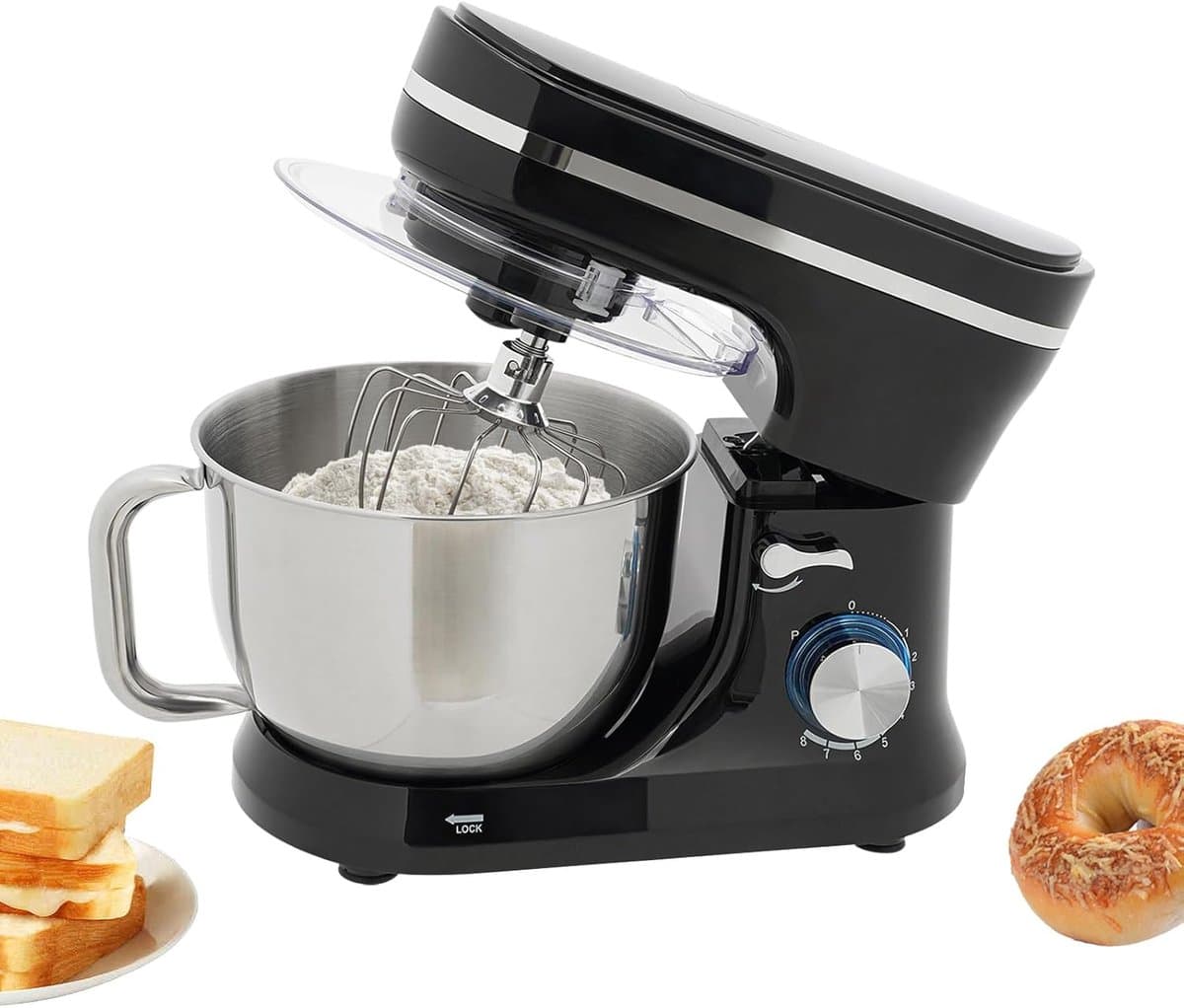 Keukenmachine 4.5L - Mixer Kom - Bakken en Mixen - Stille Werking 68dB - 35.5x18.8x28cm - Zwart — afbeelding 1