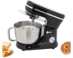 Keukenmachine 4.5L - Mixer Kom - Bakken en Mixen - Stille Werking 68dB - 35.5x18.8x28cm - Zwart