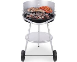 Lomera Houtskoolbarbecue - Houtskool BBQ - Barbecue op Wielen - Ronde Barbecue - Barbecue met Deksel - Verrijdbare Barbecue - Barbecue met Rooster - Verstelbaar Grillrooster - Halfronde Barbecue