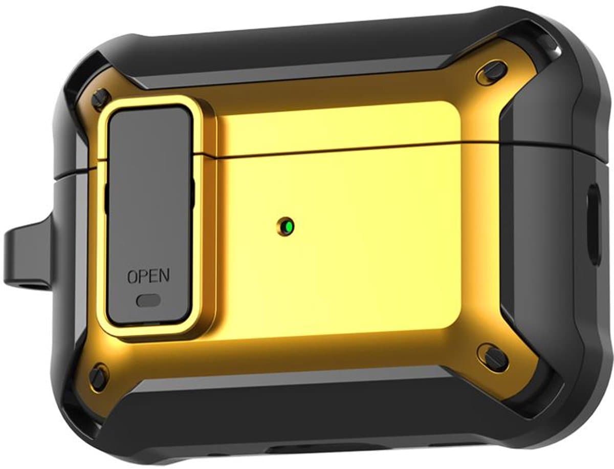 Telestore - Hoesje geschikte voor AirPods Pro 3 - TPU hybride hoesje Beschermhoes - Shockproof AirPods Pro 3 Cover - AirPods Pro 3 Hoesje - Geschikt voor Apple Airpods Pro 3 - geel / goud - hard en TPU cover met sleutelhanger — afbeelding 1