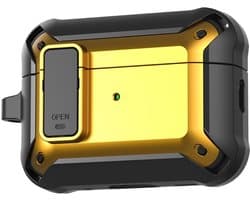 Telestore - Hoesje geschikte voor AirPods Pro 3 - TPU hybride hoesje Beschermhoes - Shockproof AirPods Pro 3 Cover - AirPods Pro 3 Hoesje - Geschikt voor Apple Airpods Pro 3 - geel / goud - hard en TPU cover met sleutelhanger