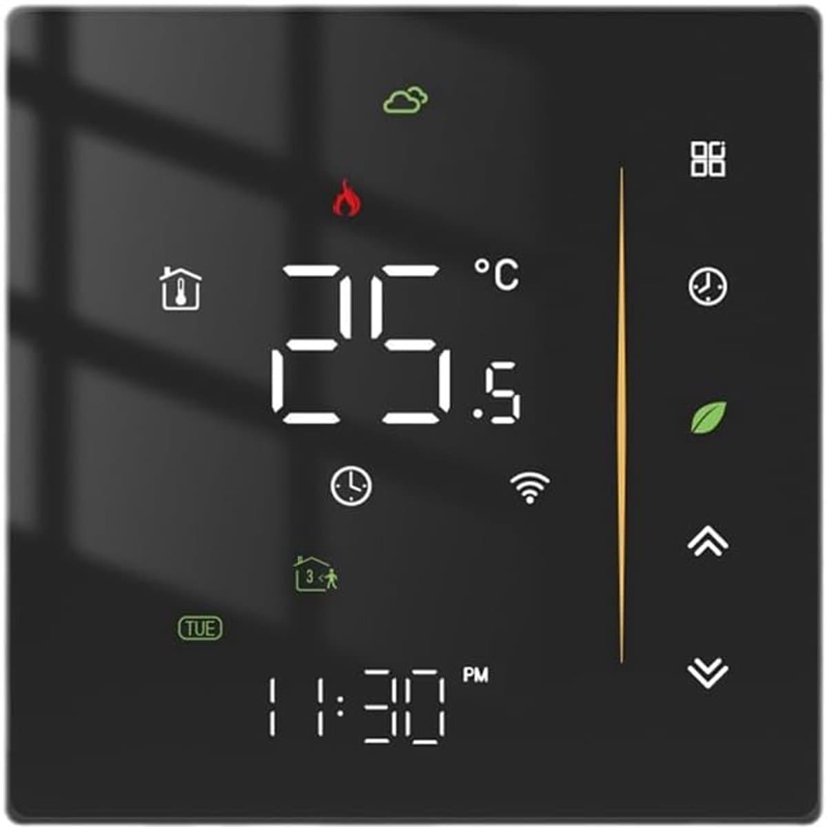 Slimme Thermostaat - Temperatuurregelaar Wifi - Huisverwarming Vloerverwarming - Programmeerbaar Instelbaar - 10x10x6cm - Zwart — afbeelding 1