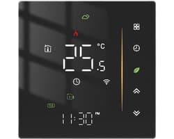 Slimme Thermostaat - Temperatuurregelaar Wifi - Huisverwarming Vloerverwarming - Programmeerbaar Instelbaar - 10x10x6cm - Zwart