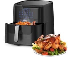 GRIFEMA GC2001 Oil Fryer 6.5L/1800W With Touch Screen LED Screen, Hot Air Fryer, 12 Presets for Fast Air Cycle, 60 Minutes Time and Adjustable Temperature, Black