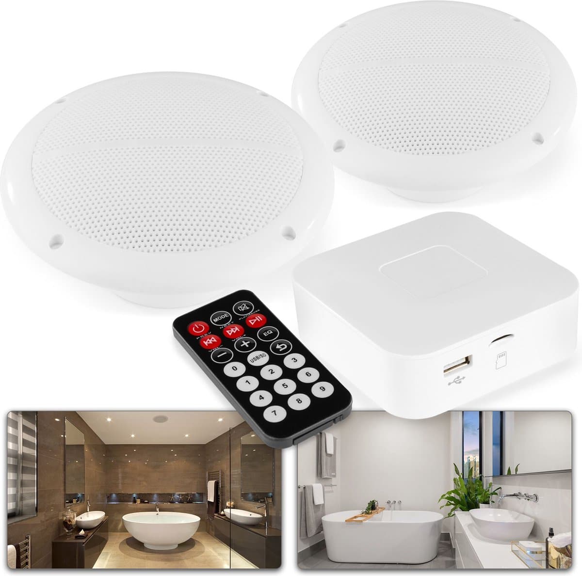 Badkamer speakers - Power Dynamics BT20 versterker met Bluetooth en 2 inbouw speakers — afbeelding 1