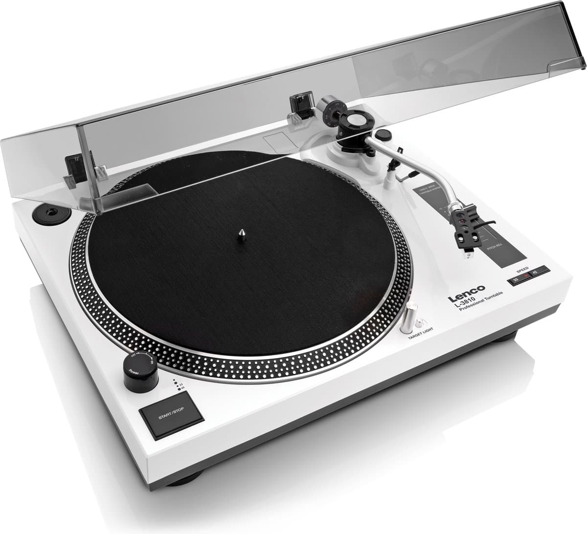 Lenco Platenspeler - Direct drive - USB digitalisering - DJ Draaitafel - L-3810WH - Wit — afbeelding 1