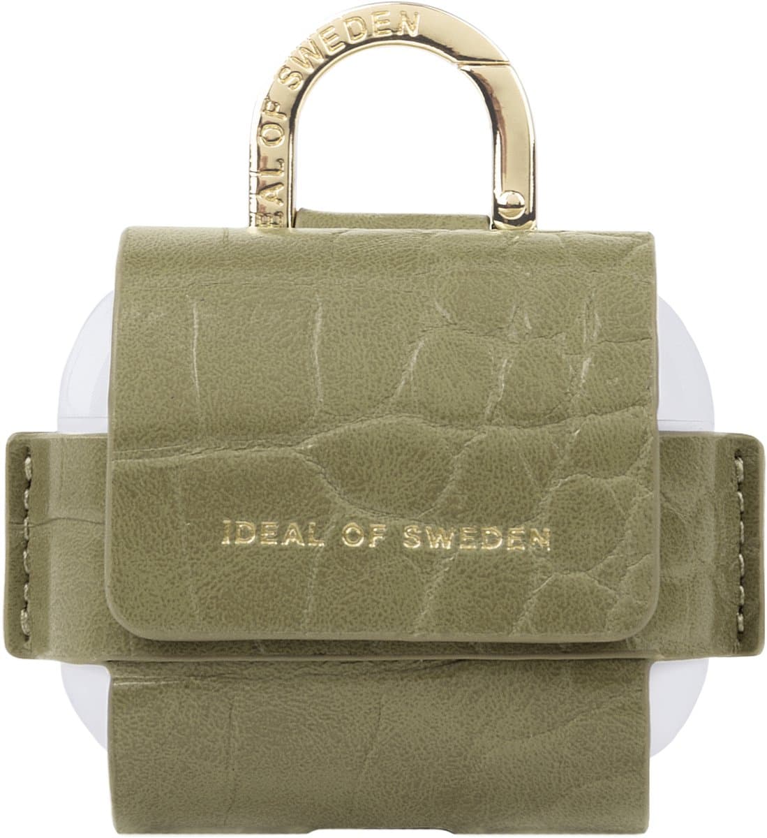 IDEAL OF SWEDEN, Hoesje geschikt voor Apple AirPods 3 - Flo Series Croco Textuur met Karabijnhaak, Groen — afbeelding 1