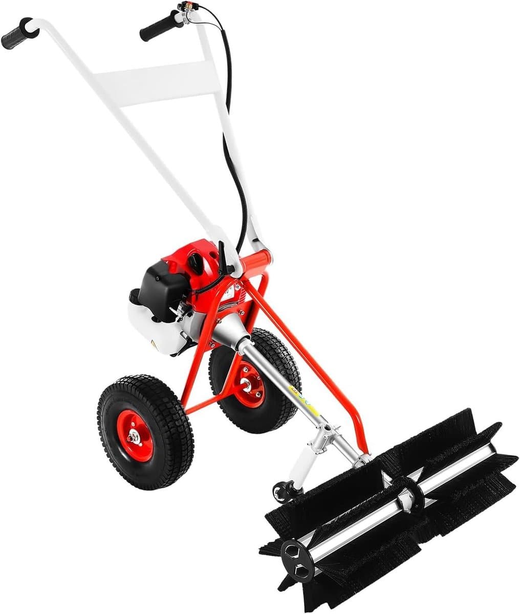 Benzine Veegmachine - Motorbezem - Opritten Reinigen - 60 cm Werkbreedte - 43 CC - Rood — afbeelding 1