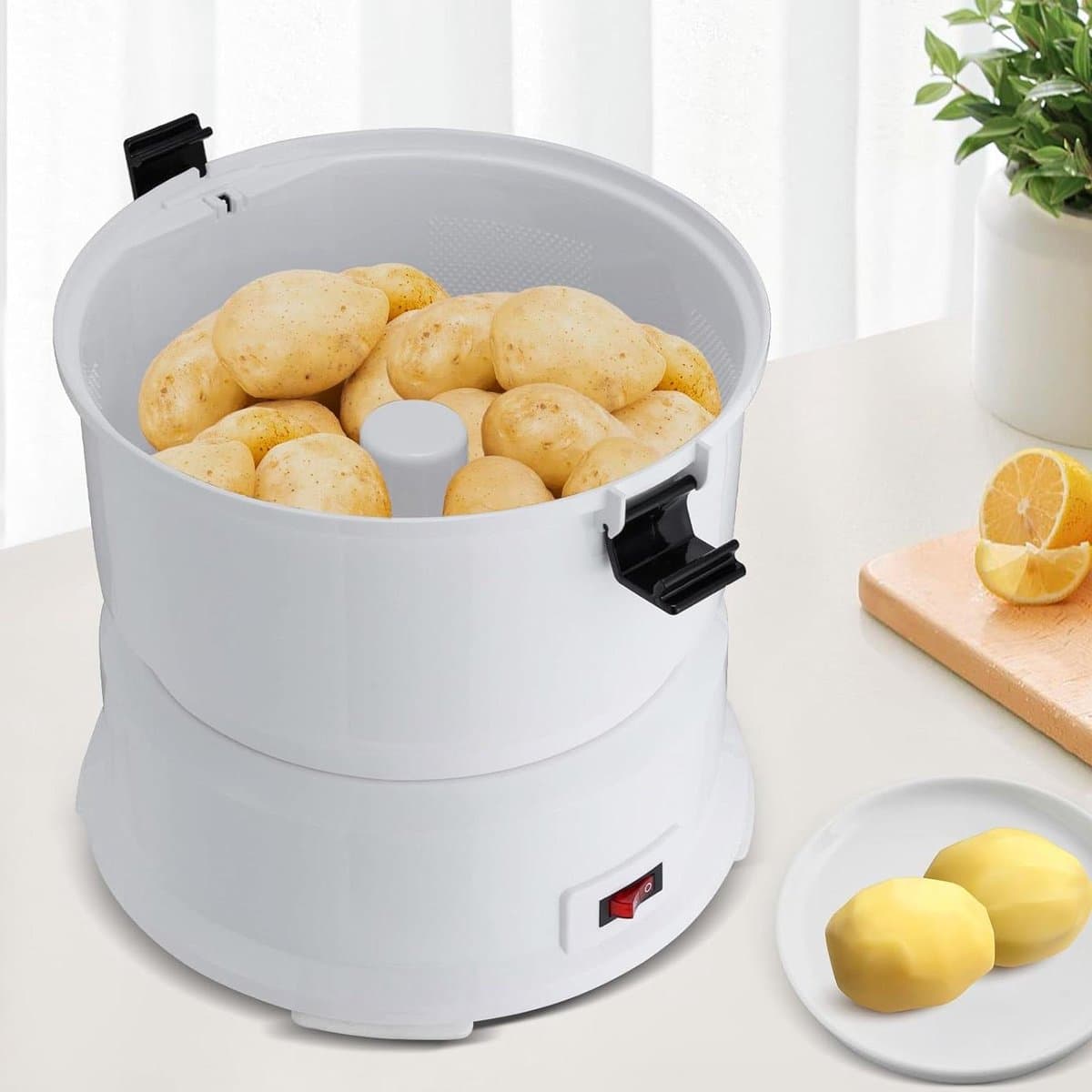 Elektrische Aardappelschilmachine - Automatische Schiller - Snel Groenten Schillen - Grote Capaciteit - 0.8 kg - Wit — afbeelding 1