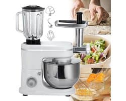 Keukenmachine met Blender - Keukenrobot Mixer - Bakken en Koken - 3-in-1 Functionaliteit - 6 Liter Kom - Wit